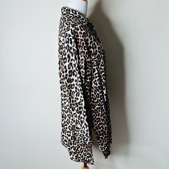 H&M Leopard Print Oversized Button Up Shirt - Picture 3 of 5